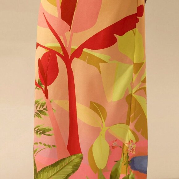 Multicolor Boho Womens Tropical Print Sleeveless Hollow Knot Tube Top Dress - Picture 7 of 7